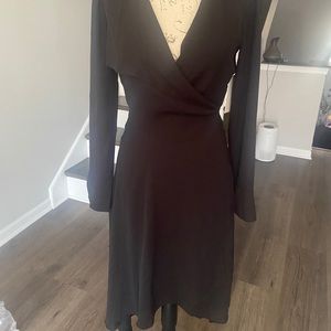 Halston Womens Wrap Dress Long Sleeve Asymmetric Hem Black Career Size XS NWT
